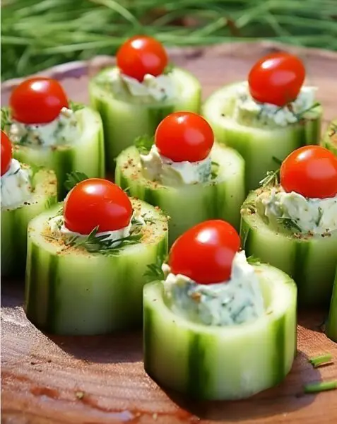 Cucumber Bites with Herbed Cream Cheese & Tomato: A Refreshing ...